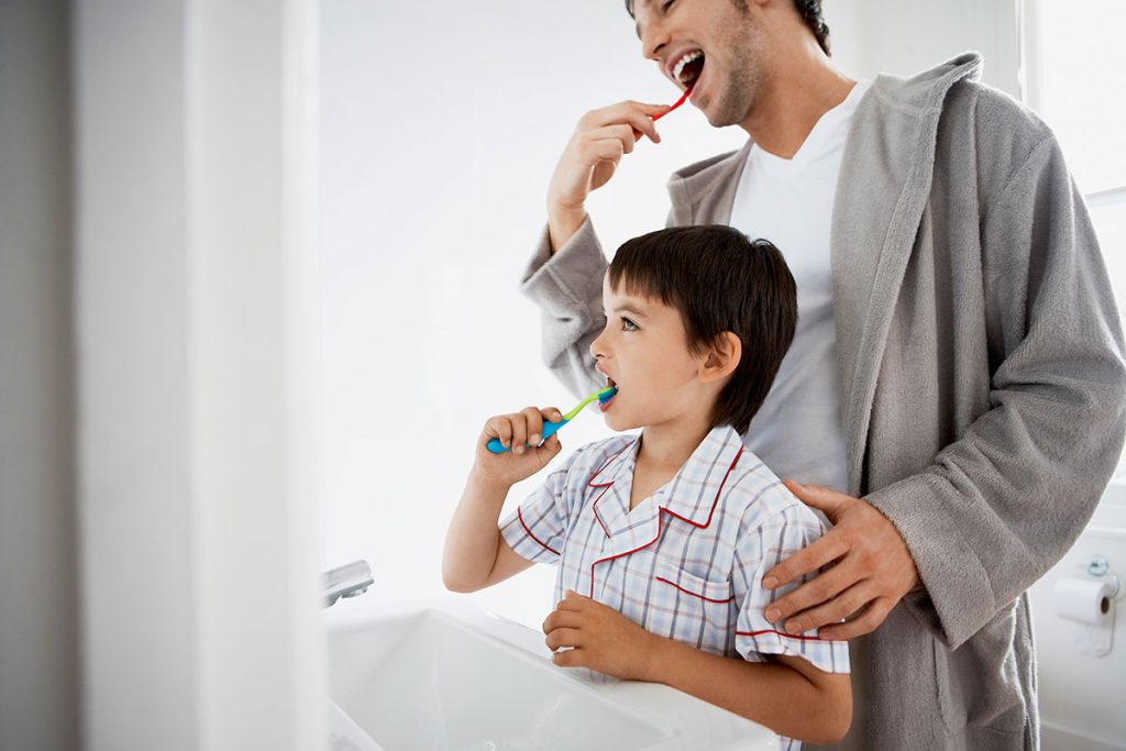 brushing and flossing